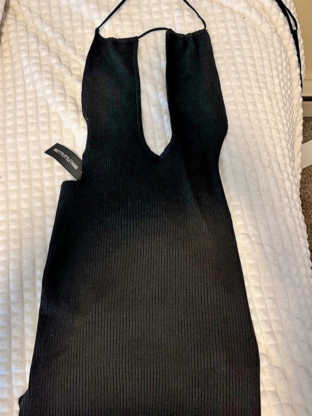 PrettyLittleThing Black Ribbed Mini Dress